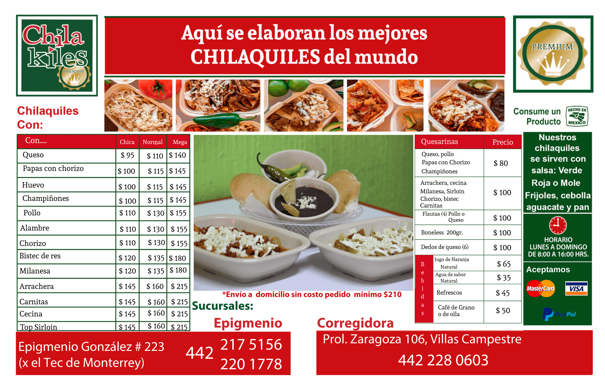 Menú de Chilaquiles